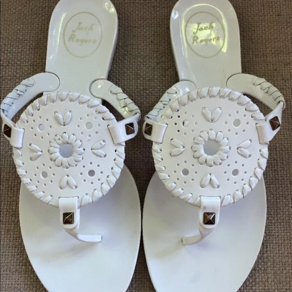 Jack Rogers white Angelica rubber flip flips